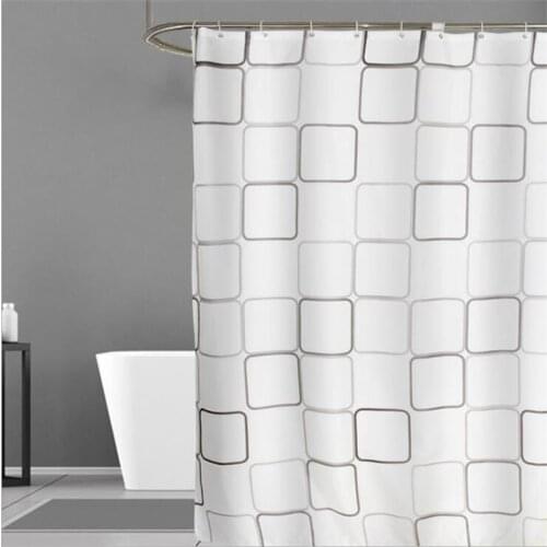 Shower Curtains Checked Curtains Bathroom Thicken Polyester Fabric 3D Bath Shower Curtain With Hooks Bathroom Decoration