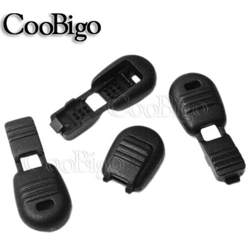 20Pcs Zipper Pull Cord Ends Clip Plastic Black For Tether Tip Cord Lock Paracord Cord Backpack Garment Accessory 15mm*22mm