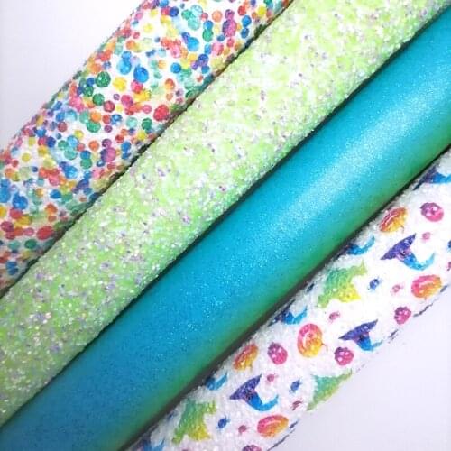 Green Glitter leather, Polka Dots Pumpkins Printed Glitter Faux leather, Smooth Rainbow Faux Leather Sheets For Bows DIY KM726