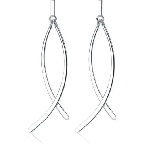 MloveAcc Geometry Line Dangle Earrings for Women 925 Sterling Silver Drop Earrings Fashion Statement Jewelry