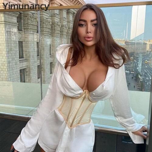 Yimunancy Transparent Patchwork Corset Top Women Strapless Top 2021 Ladies 4 Colors Fashion Adjustable Top