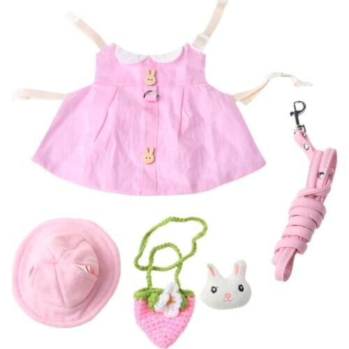 Small Animal Harness Vest Leash Set Comfort Clothes with Accessory Travel Chest Strap for Rabbit Ferret Bunny Hamster Puppy