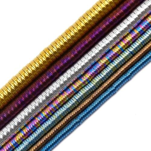JHNBY Gold,Purple,Green,Flat Round Coin Hematite 3/4/6/8mm Natural Stone Spacers Loose Beads For Jewelry Making DIY Accessories