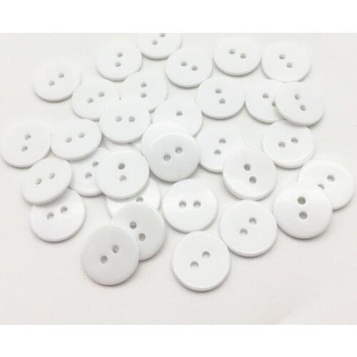 100pcs 15mm White Color Round Resin Buttons 2 Holes Shirt Button Scrapbooking Cardmaking