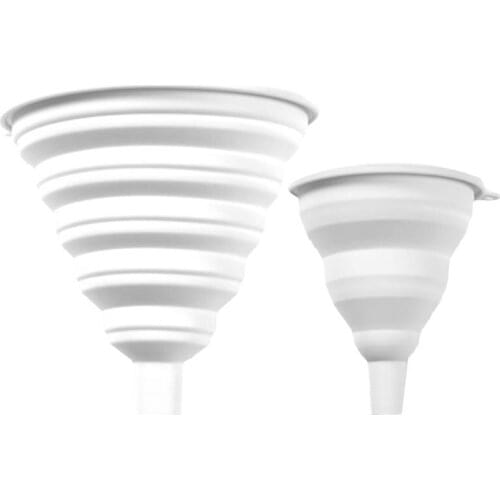 2PCS Collapsible Funnel Solid Color Flexible Soft Silicone For Jars Food Grade Canning Home Kitchen Tool Large Liquid Transfer