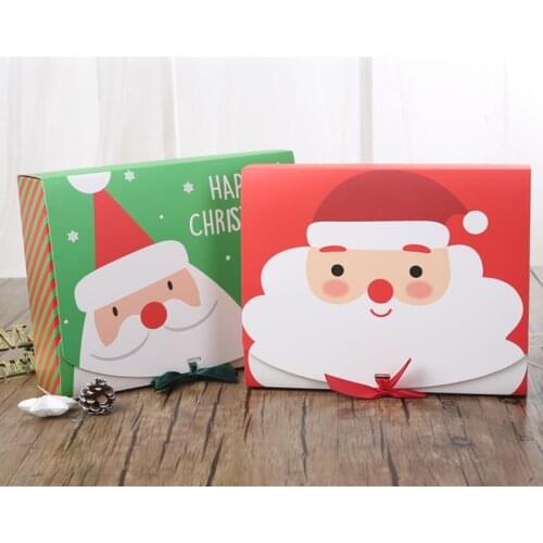 20 Pieces Christmas Candy Boxes Christmas Gift Box With Bow Cute Santa Claus Gift Case Merry Christma New Year Festival Supplies