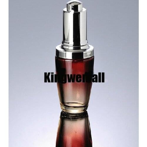 200pcs/lot 30ml High Grade Glass Essence Oil Container with Dropper Red Bottle with Silver Lids For Cosmetic Packaging EQR05