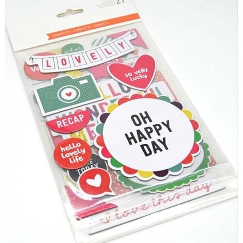 27pcs Lovely Happy Day 3D Cardstock Die Cut Stickers for Scrapbooking Happy Planner/Card Making/Journaling Project Craft