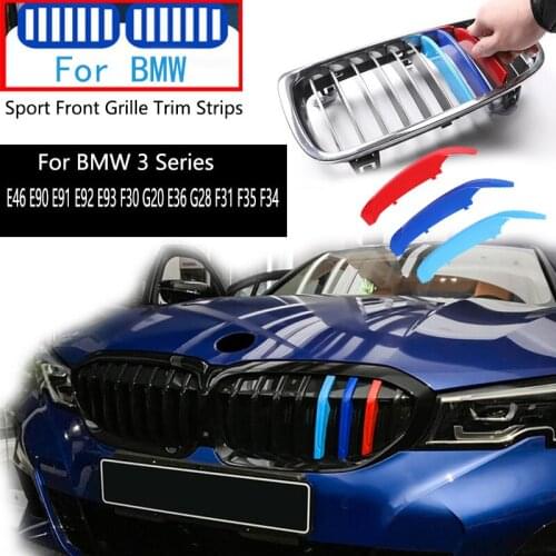 3pcs For BMW Series 3 E46 E90 E91 E92 E93 F30 G20 E36 G28 F31 F35 F34 1996-2020 M Performance Car Front Grille Trim Strips Cover