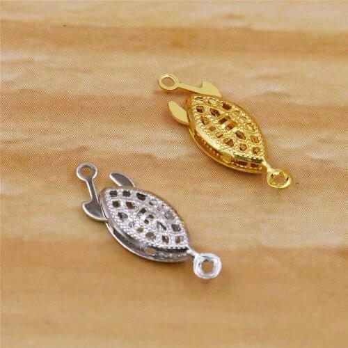 10PCS Alloy Fish Clasp Fitting Silver-plate/Gold-plated DIY Loose Beads Necklace Bracelet Girl Women Hand Made Jewelry Making