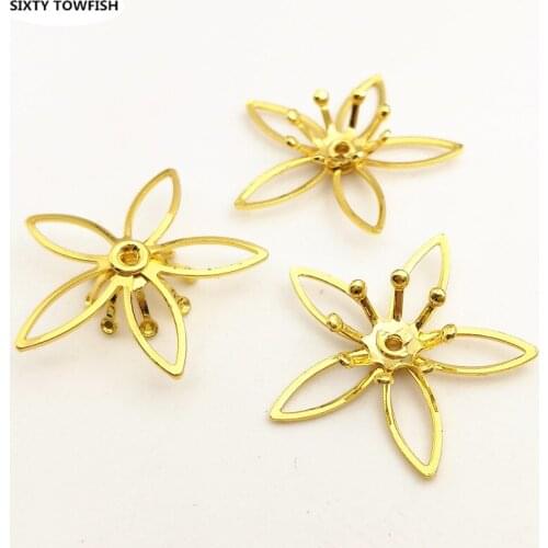 50 pieces/lot 21mm Brass Silver color/Antique bronze Filigree Flower Slice Charms Setting Jewelry DIY Components B82109