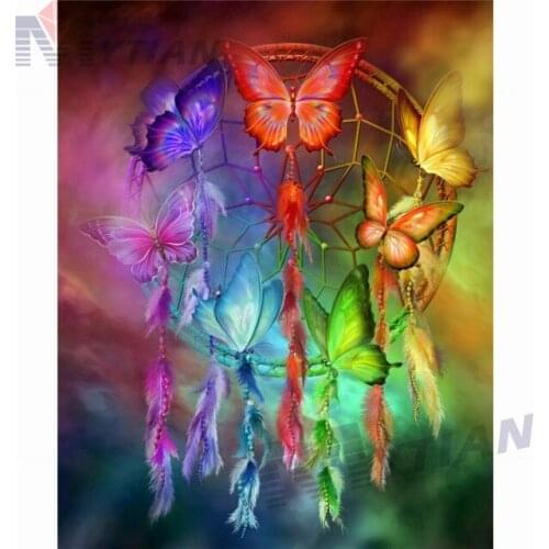 5D DIY Full Square & Round Drilll Diamond Painting Cross Stitch Butterflies Dreamcatcher Diamond Embroidery Rhinestone Wall Art