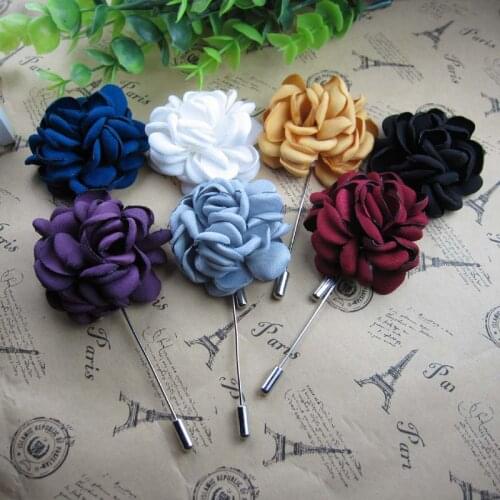 Free shipping!newest 12PCS/LOT 4cm Burnt edges Camellia flowers stick pins fabric flowers brooch pins