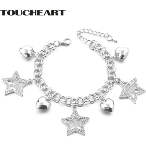 TOUCHEART Star Shape Tree Of Life Bracelet & Bangles Charms For Women Silver Jewelry Making Heart Adjustable Bracelets SBR180094