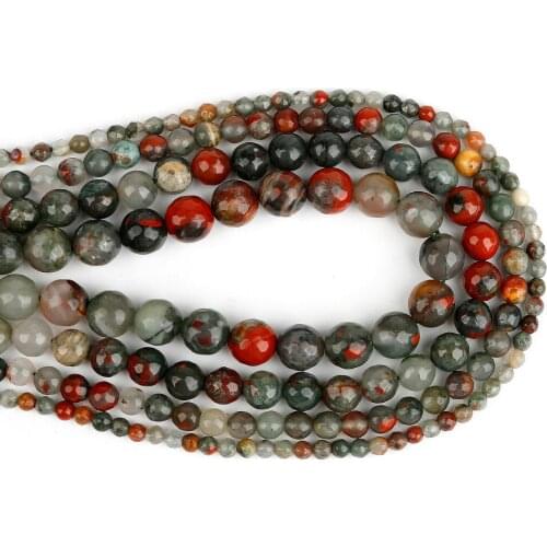 DIY Bracelet Bloodstone Beads Natural Stone Beads Round Faceted 4/6/8/10MM Supply Loose Bead for Jewelry Making