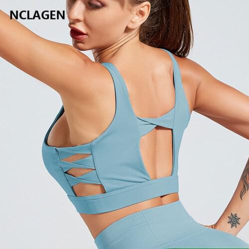 NCLAGEN Yoga Bras Bodybuilding Underwear Beautiful Back Push-up gym fitness Motion Vest Womens Two-sided sport bralette top