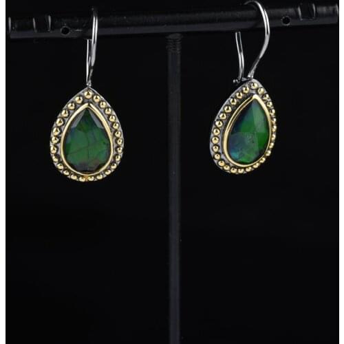 Custom jewelry designers new 925 silver earrings with natural mottled stone earrings for ladies