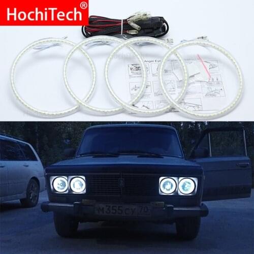 For Lada Vaz 2106 1976 1997 1998 1999 2000 2001 Super Bright white color 3528 SMD led Angel Eyes kit daytime running light DRL