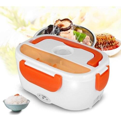 Electric Lunch Box with Spoon Portable Electric Heating Food Heater Rice Container for Office Car Lunch Box