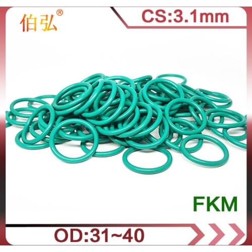 Fluorine Rubber O-Ring 5PCS/lot Green FKM Sealing CS 3.1mm OD31/32/33/34/35/36/37/38/39/40mm O Rings Seal Oil Gasket Washer