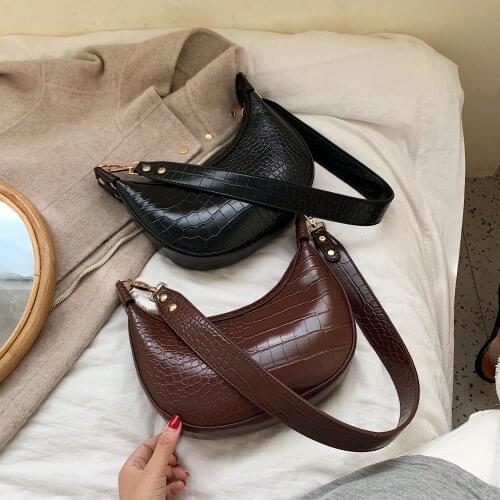 Stone pattern retro PU Leather Messenger Bag Korean Versatile Single Shoulder Bag crocodile pattern foreign style underarm bag