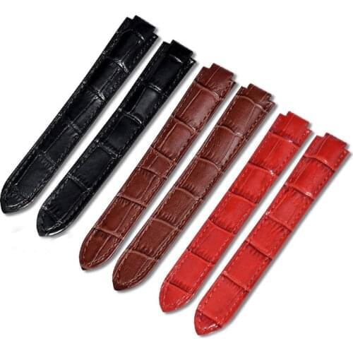 22mm * 14mm leather strap for Cartier blue balloon folding buckle convex interface Men and women first layer cowhide strap