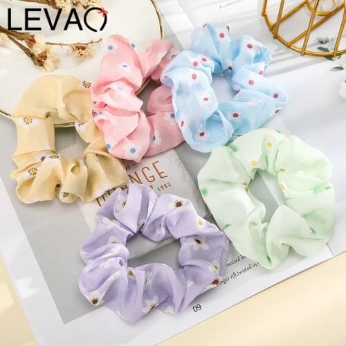 Levao 5pcs/set New Print Scrunchies For Women Elastic Hair Band Ponytail Holder Hair Tie Rope 2021 Girls New Hair Accessories