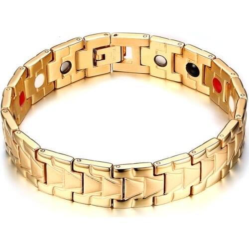 Golden Titanium steel magnet healing germanium mens bracelets marriage anniversary gift party man jewelry