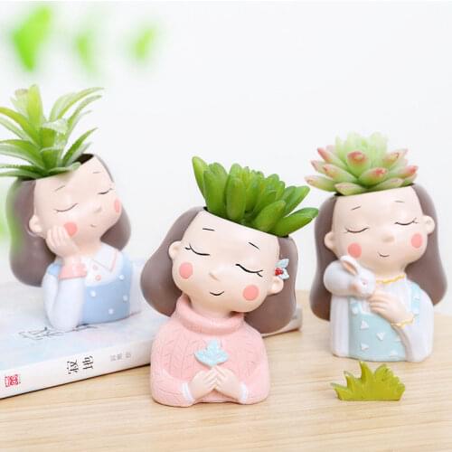 Girl Flower Planter Set European Style Succulent Plants Planter Pot Mini Bonsai Cactus Flower Pot Home Decor Craft