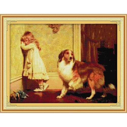 Sheepdog Cross Stitch Kit Home Decorative 11CT 14CT DMC Chinese Embroidery Needlework Easy DIY Cross-stitch set Paintings Gifts