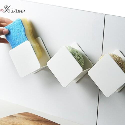 OYOURLIFE Kitchen Sink Sponge Holder Wall Mounted Sink Sponges Sundries Drain Drying Rack Kitchen Sink Accessories Organizer
