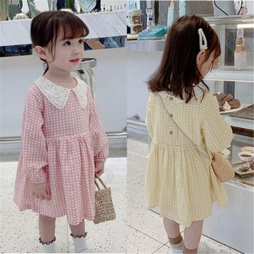 Girl Dress 2 3 4 5 6 7 Years Baby Clothes Kids Dresses for Girls Fashion New Autumn Baby Girl Plaid Dress Birthday Party Dresses
