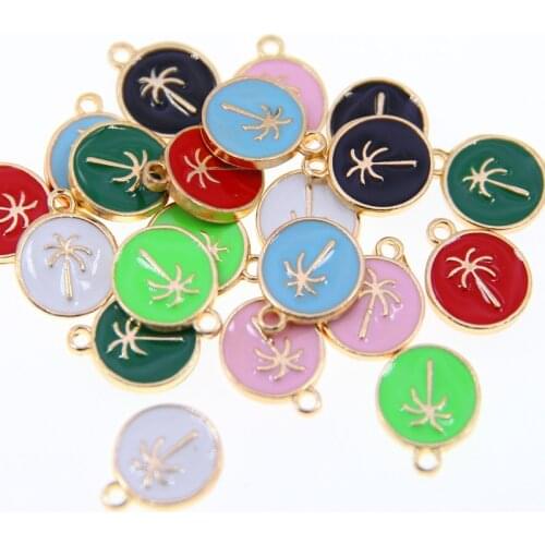 New 12*15mm coconut tree Charms Enamel Charms Handmade Pendant For Diy Bracelet Jewelry Making Wholesale