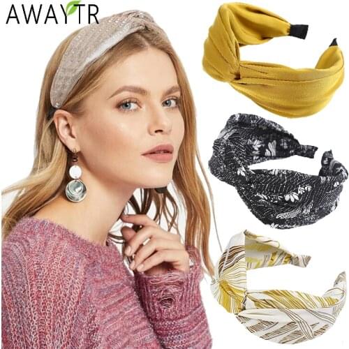 Fashion Print Boho Womens Hairband Elastic Hair Band Hoop Bow Wide Cross Knot Headband Girls Headwrap Turban Hair Accessories