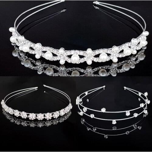 Bride Bridesmaid Crystal Pearl Hair Band Headdress Crown Womens Favorite Alloy Diamond Headdress Hair Band Headdress