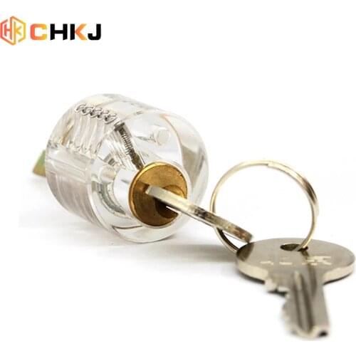 CHKJ Transparent Visible Lock Cutaway Mini Practice View Padlock Training Skill Pick For Locksmith Supplies Hardware With 2 Keys