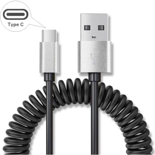 Spring Flexible Charger Cable Type C Charging Wire for Huawei Y7A Y9A Y9S Y8P P30 P40 Pro Honor 10X Lite View 20 20s 30 30i 30s