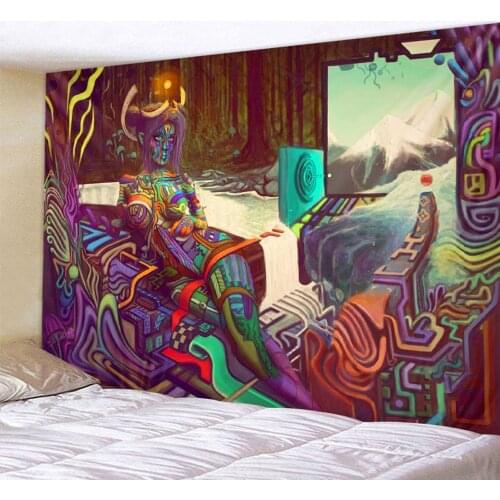 Psychedelic scene tapestry Hippie bedroom home decor witchcraft tapestry Bohemian decorative yoga mat sofa blanket bed sheet