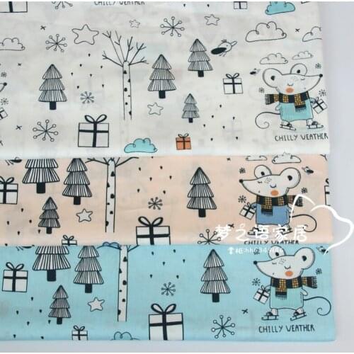 Christmas Mouse 100% Cotton Fabric For Kids, DIY Bedding Textile Fabric,Sewing Quilting Fat Quarters Material For Baby&Child