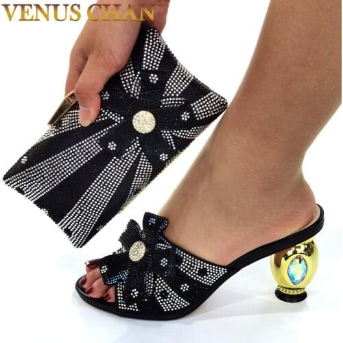 Wedding Shoes for Women Bride 2021 Fashion Women Matching Shoes and Bag Set Decorated with Rhinestone Ladies Shoes and Sandals