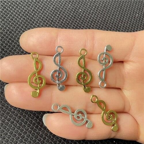 JunKang 20pcs antique silver gold music note guitar trumpet saxophone pendant accessory DIY handmade fashion jewelry
