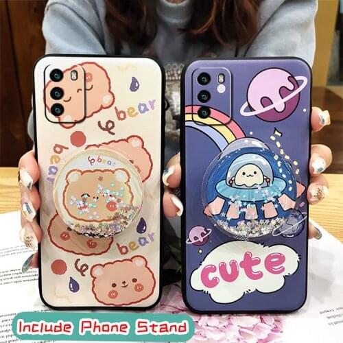 Shockproof For Woman Phone Case For Xiaomi Poco M3 foothold TPU For Girls Fashion Design Soft Case