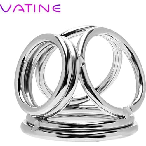 VATINE Stainless Steel Four Cock Cages Sex Toys for Men Male Penis Rings Delay Ejaculation Cock Rings Male Chastity Device