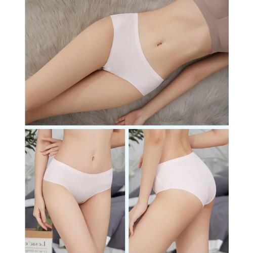 Wontive Womens Underwear Clothing Pink Panty for Women Sexy Lingerie Female Briefs Slip Ice Silk Panties Free Shipping L XL XXL