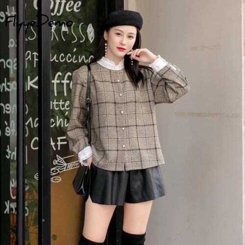 2020 Women Plaid Check Blouses Office Ladies Work Cotton Tunic Tops Casual Loose Ruffles Hem Buttons Down Blusas Plus Size 4XL