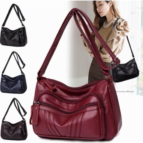 Women Hobos Multi-pocket Bolsas Feminina High capacity Women Messenger Bag High Quality Soft Leather Crossbody Shoulder Bags For