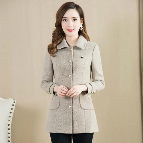 Woolen Coat Women Mid-length 2020 Autumn And Winter New Fashion Thick Women Woolen Jacket Casual Wild Female Jacket