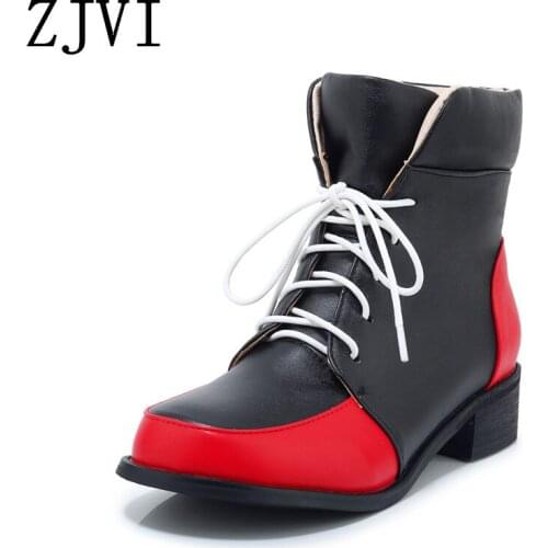 ZJVI 2020 Winter Woman Sexy Snow Boots For Women Platform Ankle Boots Warm For Gils Lace Up Children Ladies Low Heels Shoes Kids