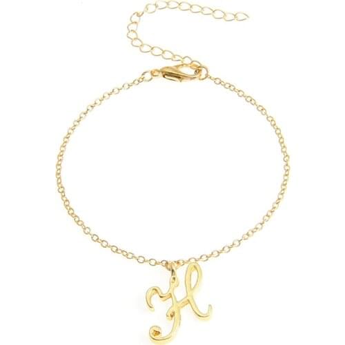 1PC Romantic H Letter Charm Bracelet Gift for Her Monogram H Name Letter Charm Bracelet Jewelry Accessory
