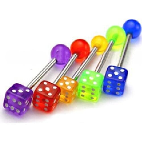 10pcs/lot Stainless Steel Mixed Dice Ball Tongue Bars Rings Barbell Piercing Tongue Nipple Bar Ring Body Piercing Jewelry